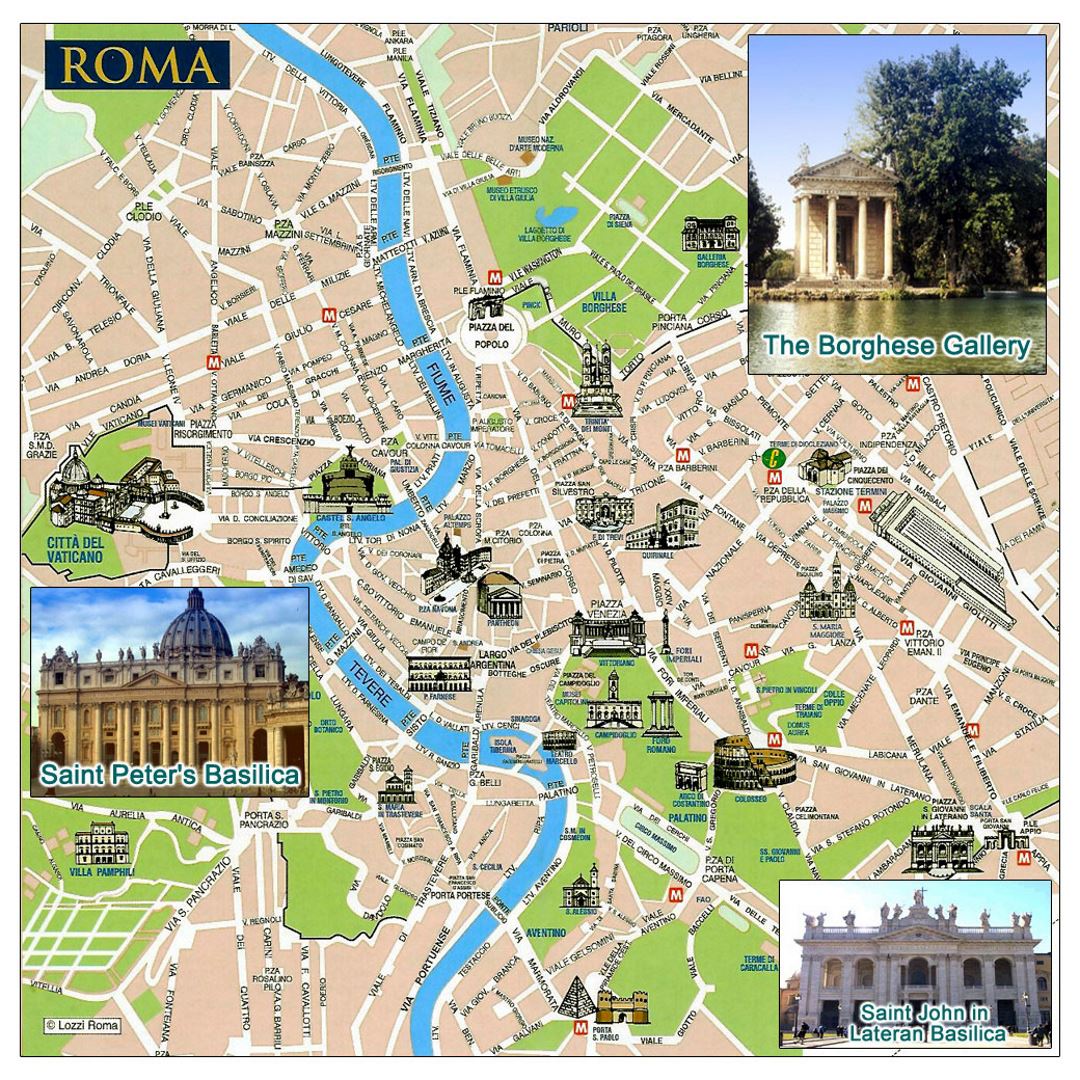 Tourist map of Rome city