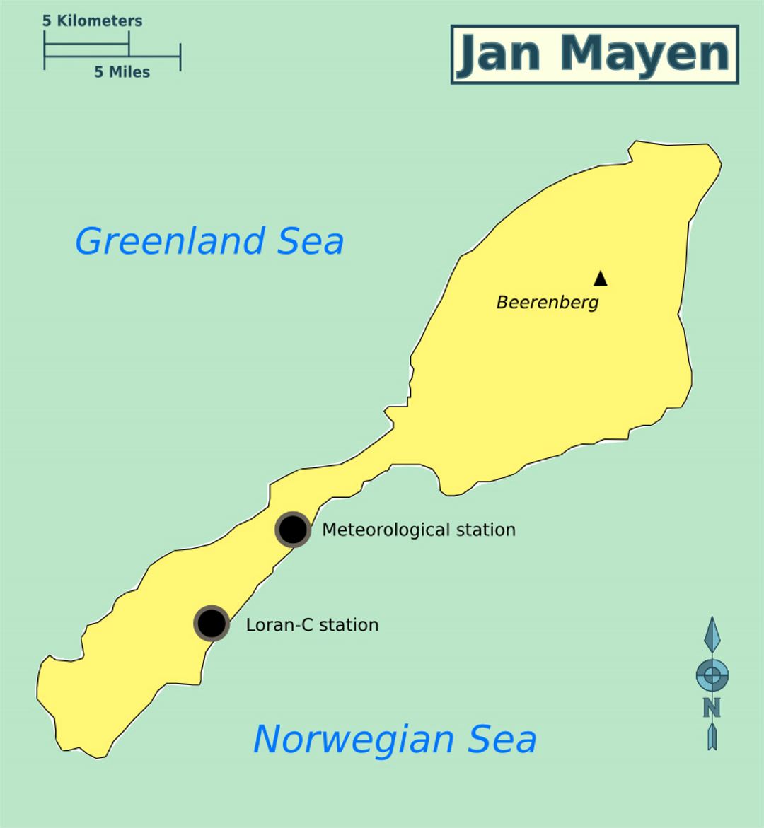 Detailed map of Jan Mayen island