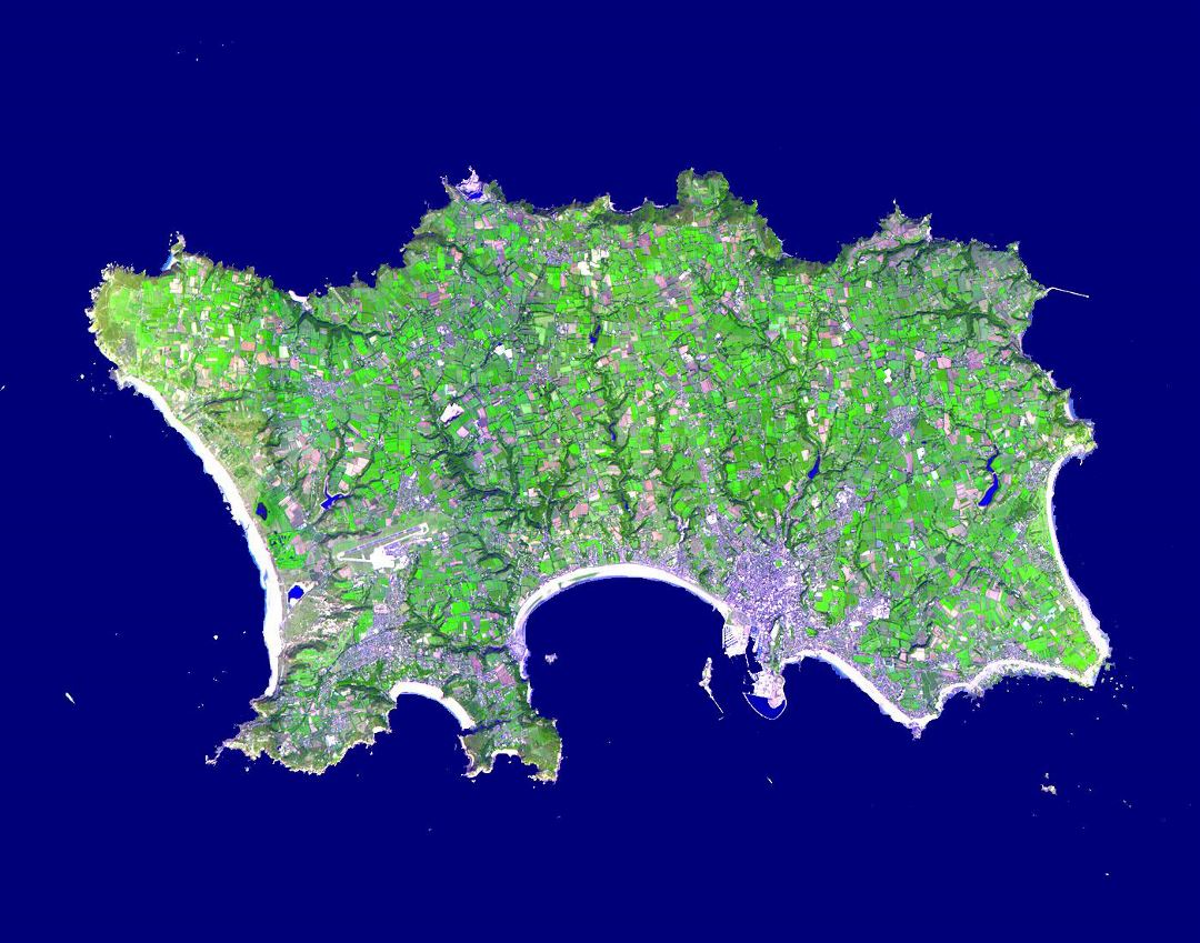 Large satellite map of Jersey