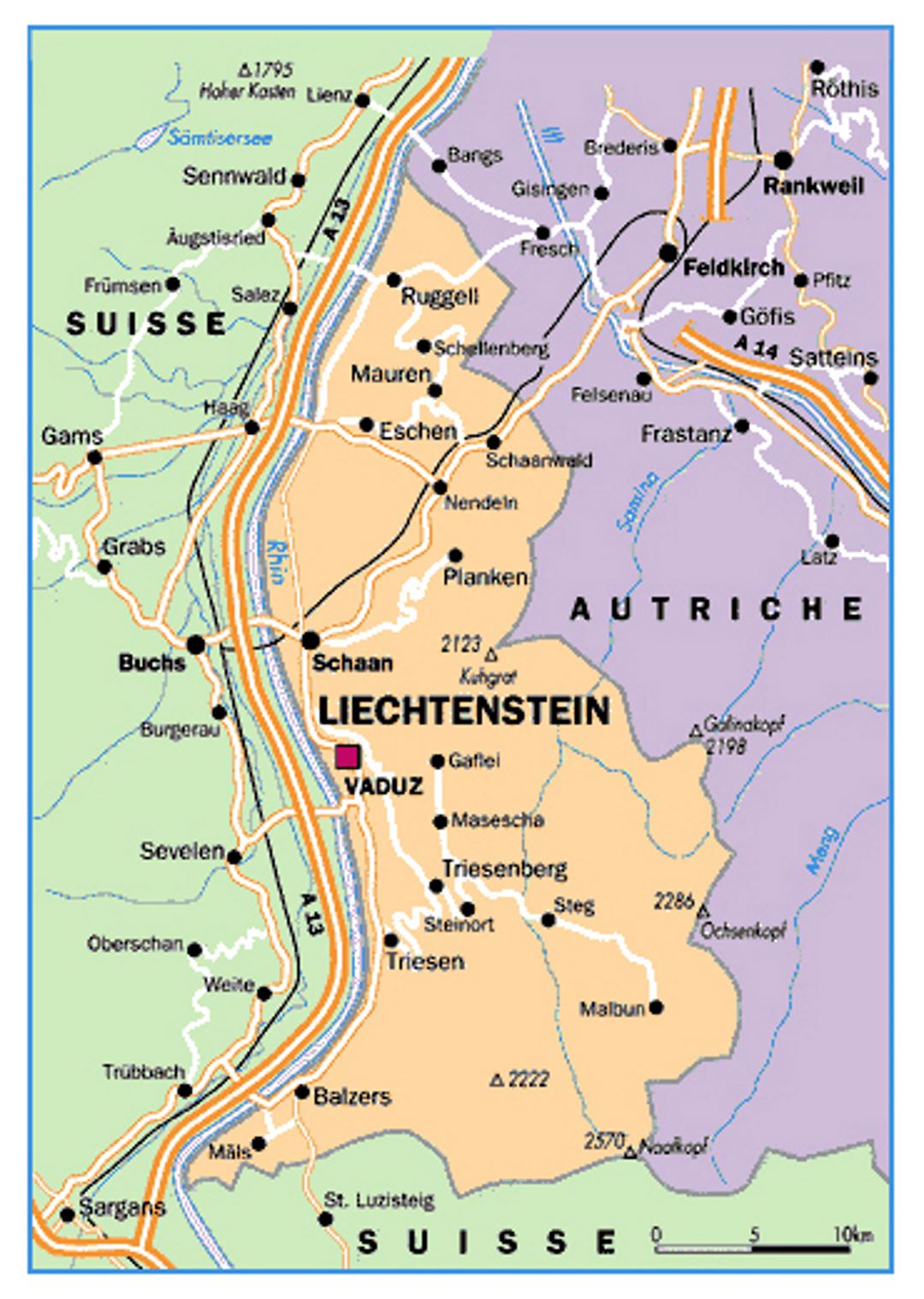 Small political map of Liechtenstein