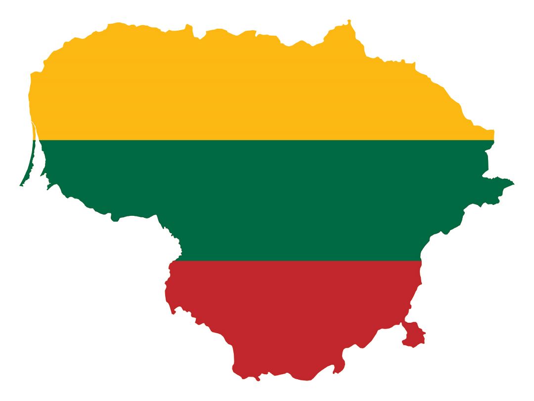 Large flag map of Lithuania