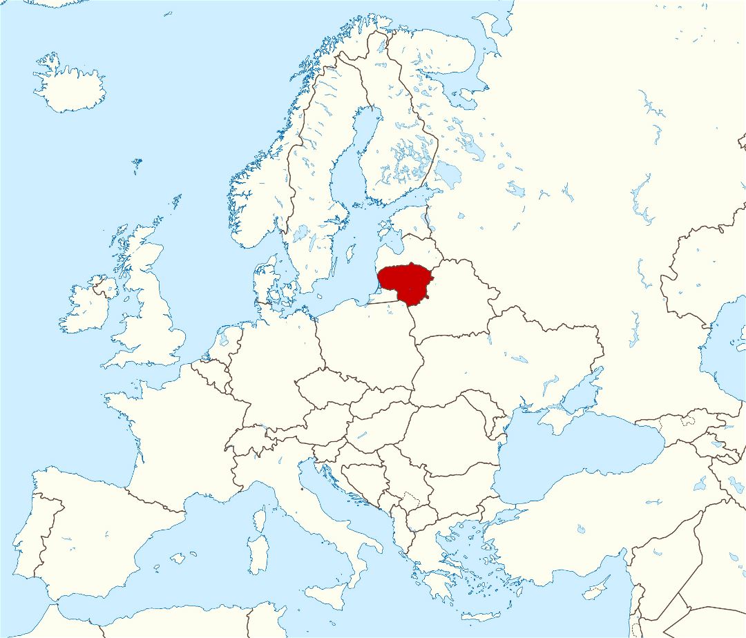 Large location map of Lithuania