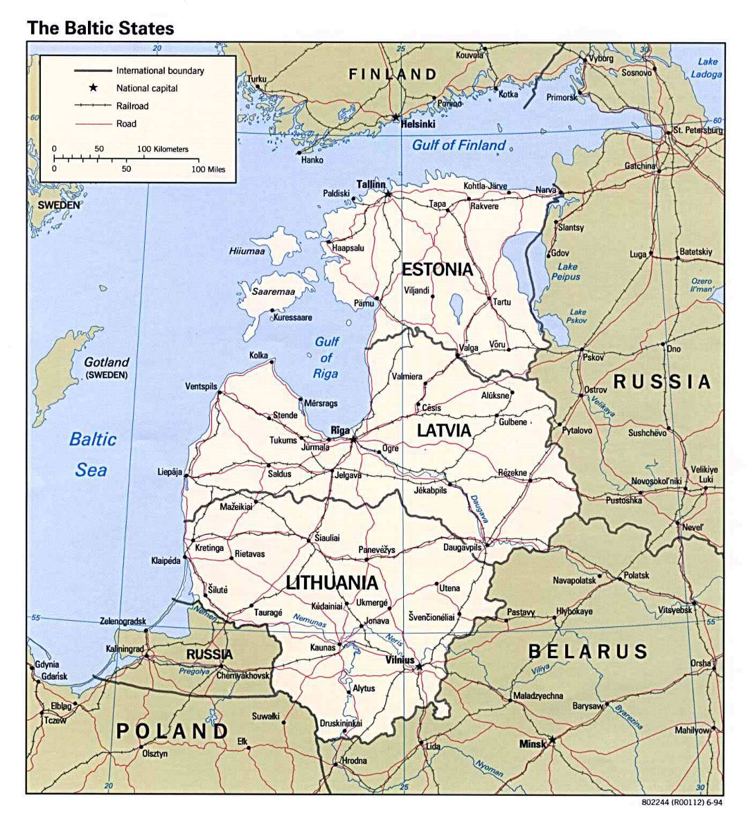 Large map of the Baltic States - 1994