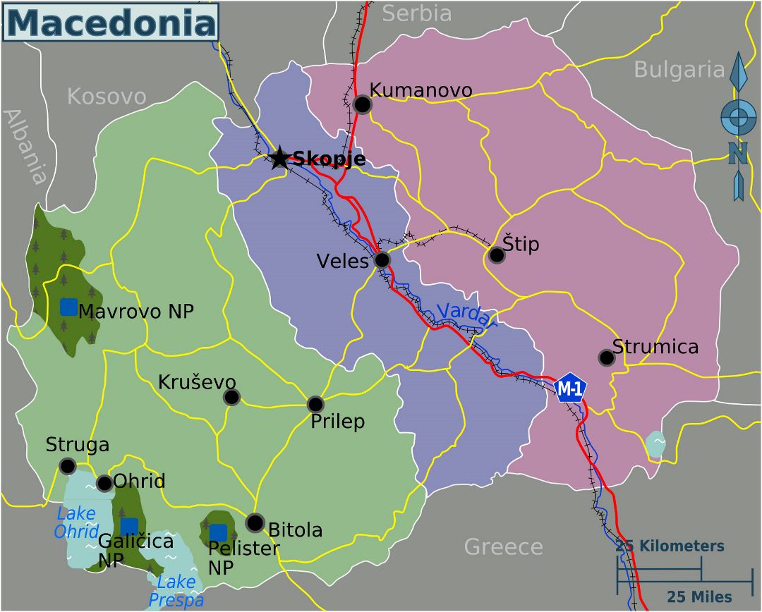 Large detailed regions map of Macedonia