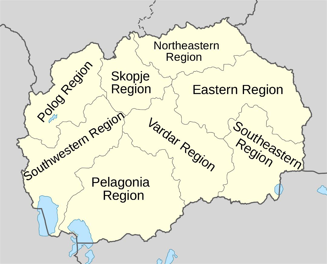 Large regions map of Macedonia
