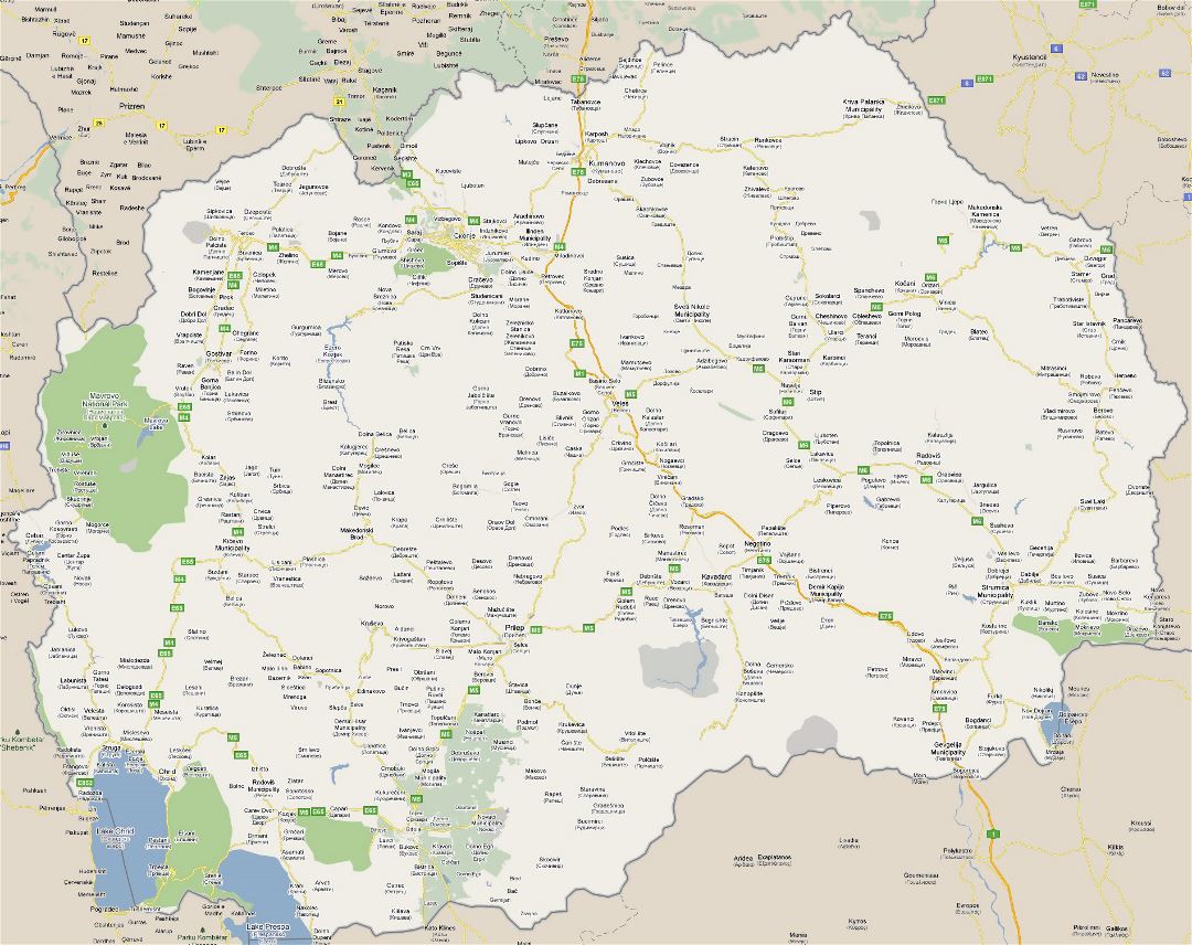 Large road map of Macedonia with all cities