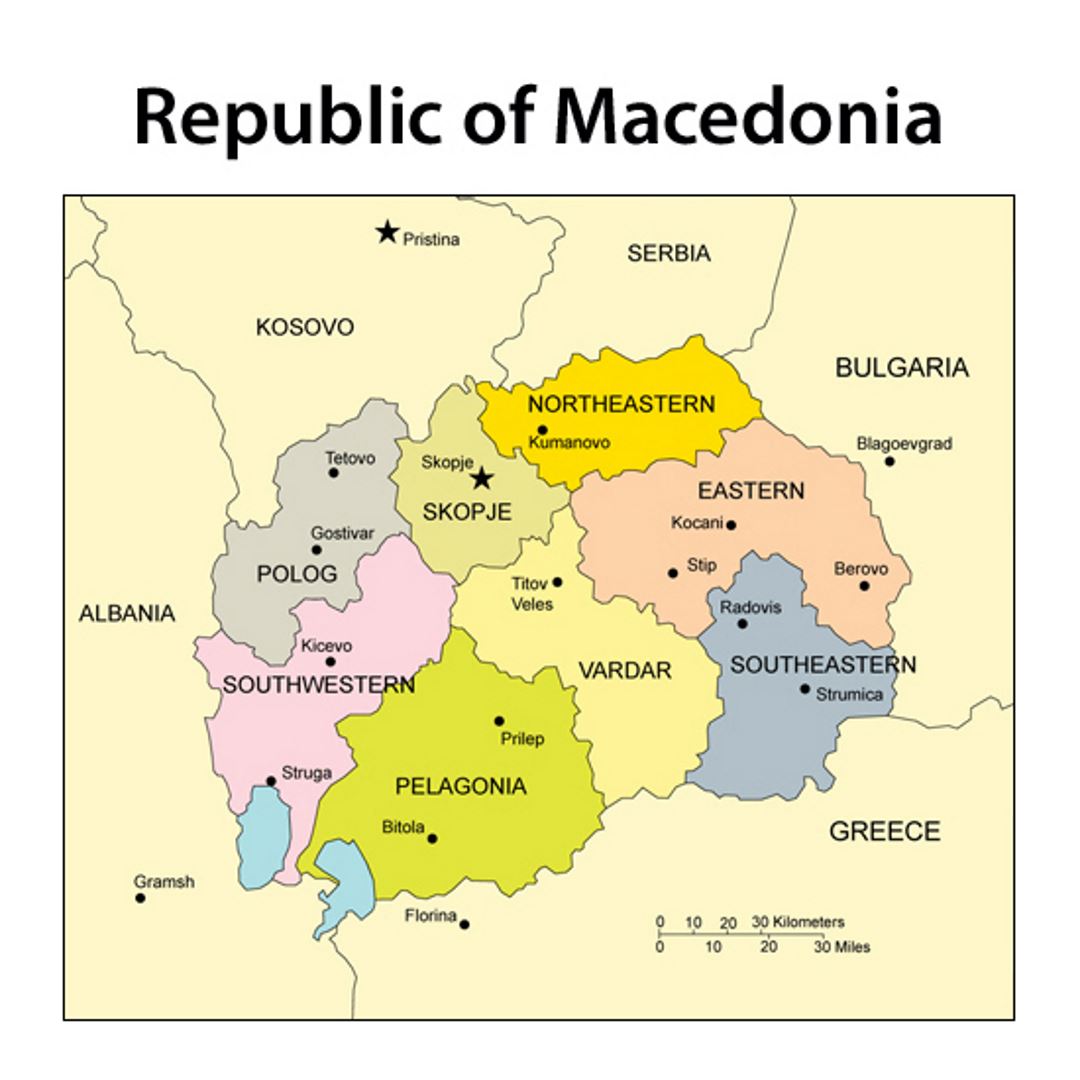 Small administrative map of Macedonia