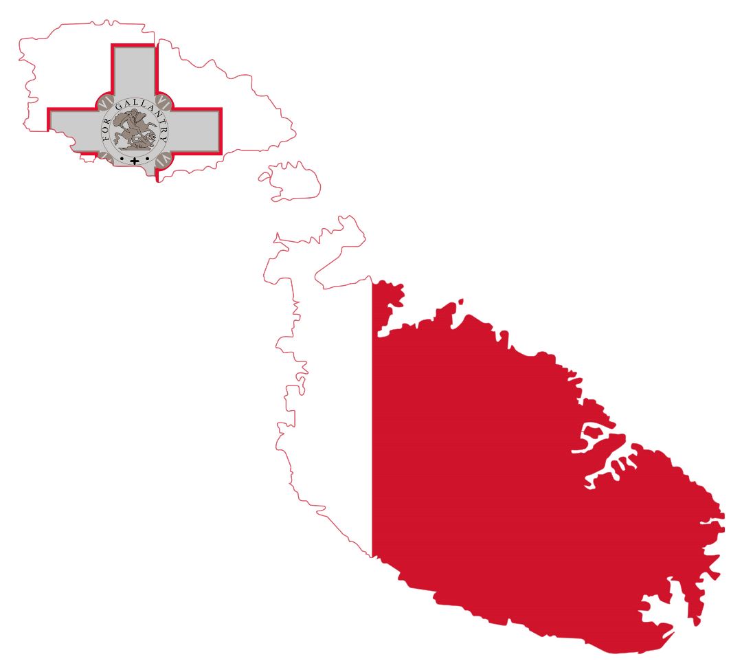 Large flag map of Malta
