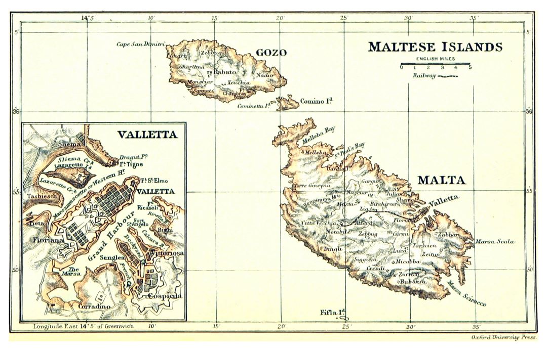 Large scale old map of Malta and Gozo with relief - 1888