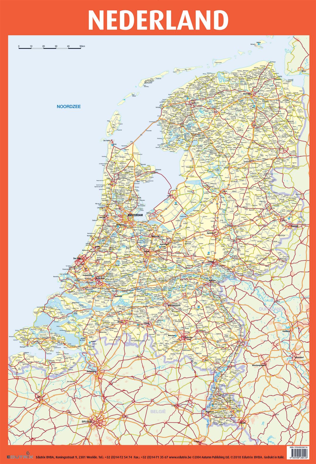 Large detailed road map of Netherlands