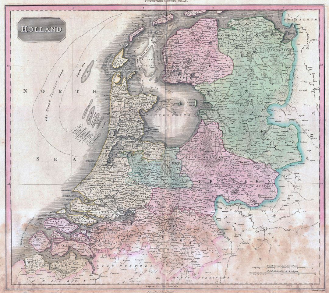 Large scale old political and administrative map of Holland - 1818