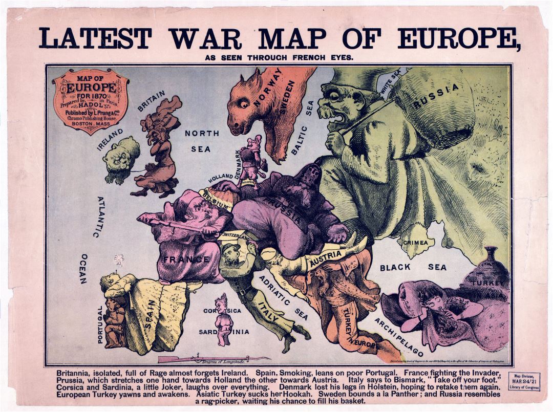 Large detailed Latest War map of Europe - 1835-1875