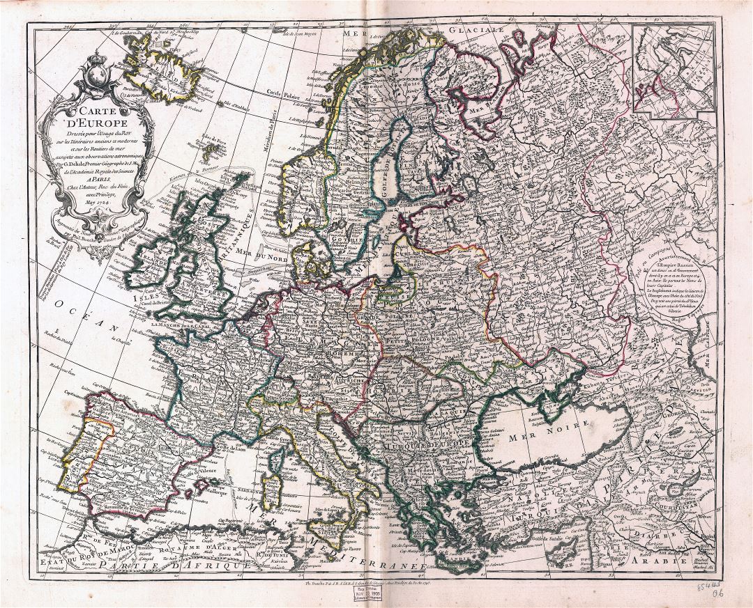 Large scale old political map of Europe - 1769