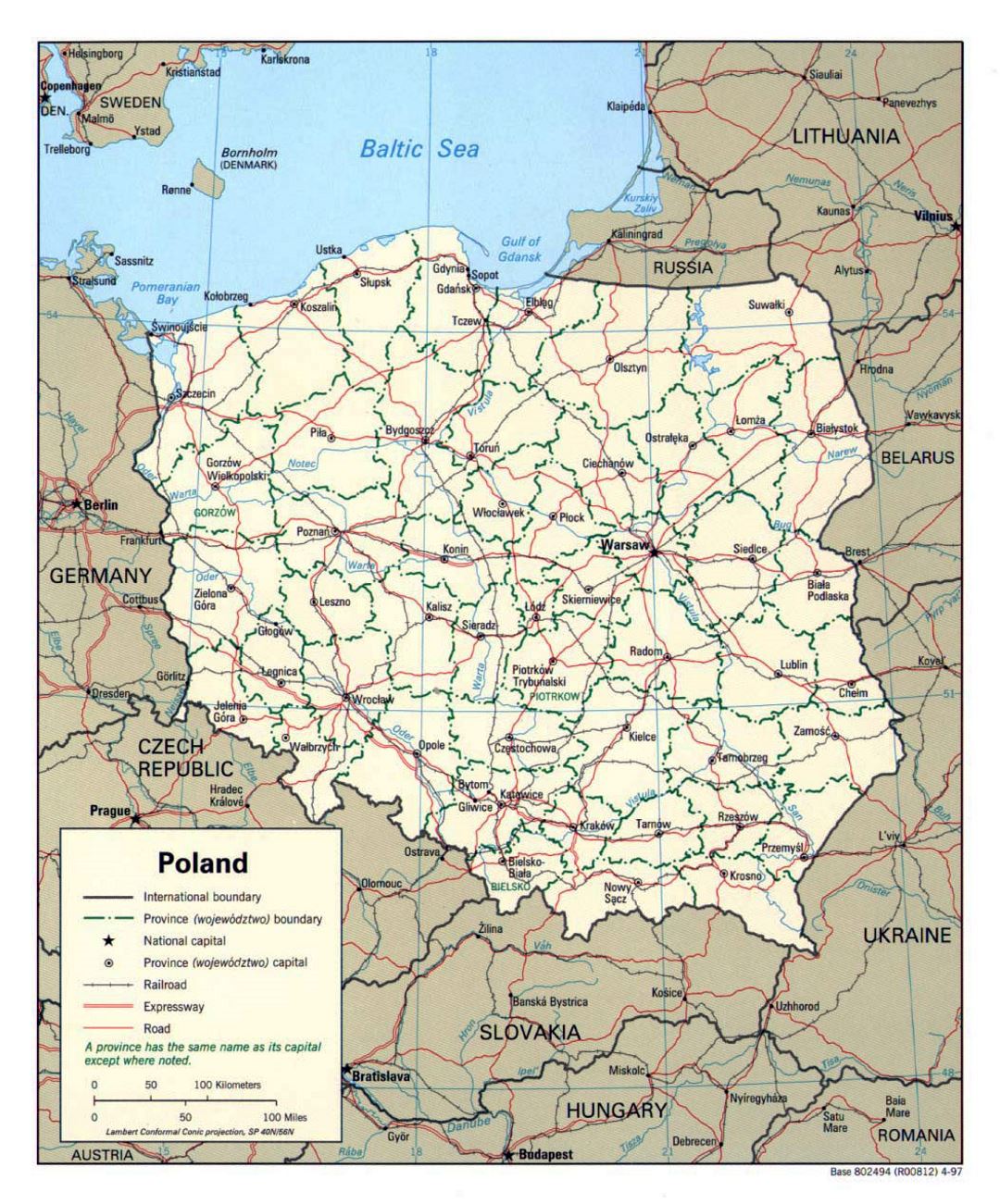 Detailed political and administrative map of Poland - 1997