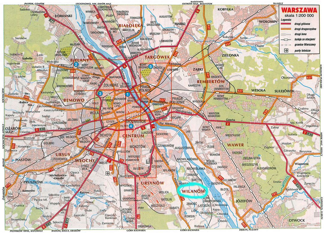 Road map of Warsaw city