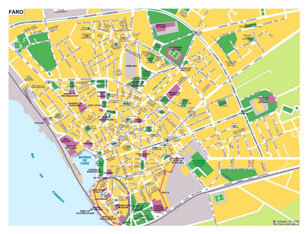 Large tourist map of Faro