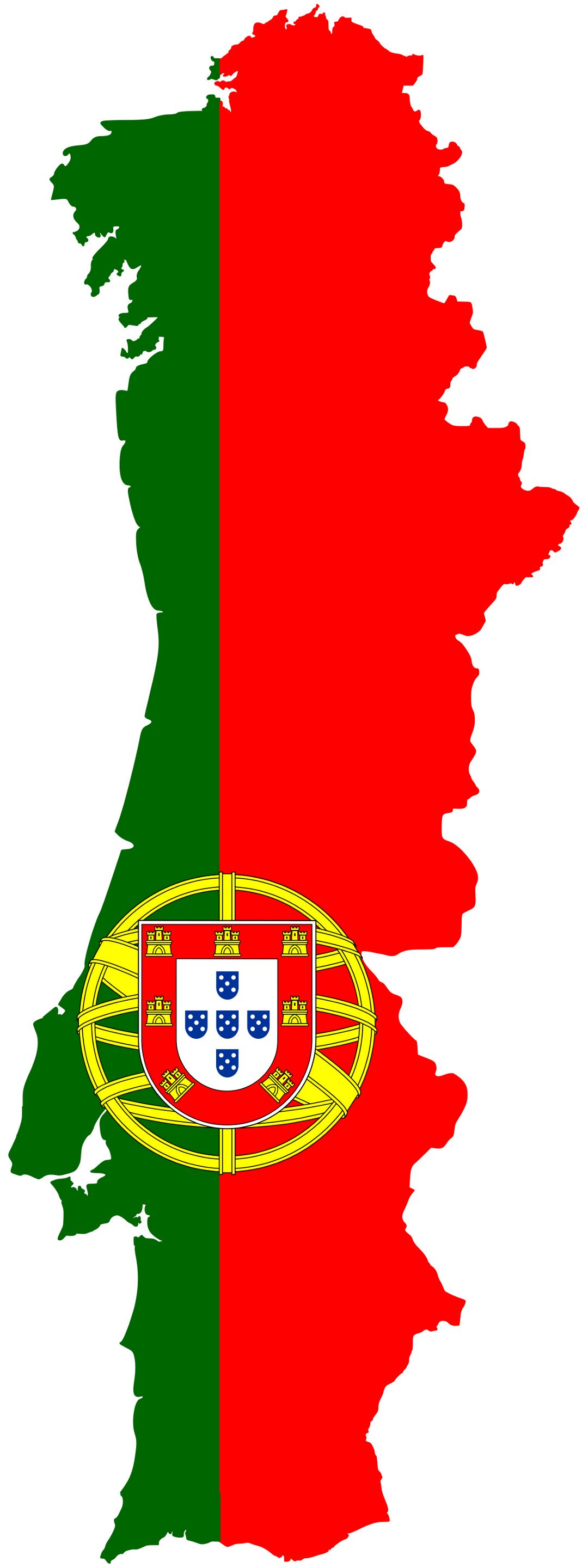 Large flag map of Portugal