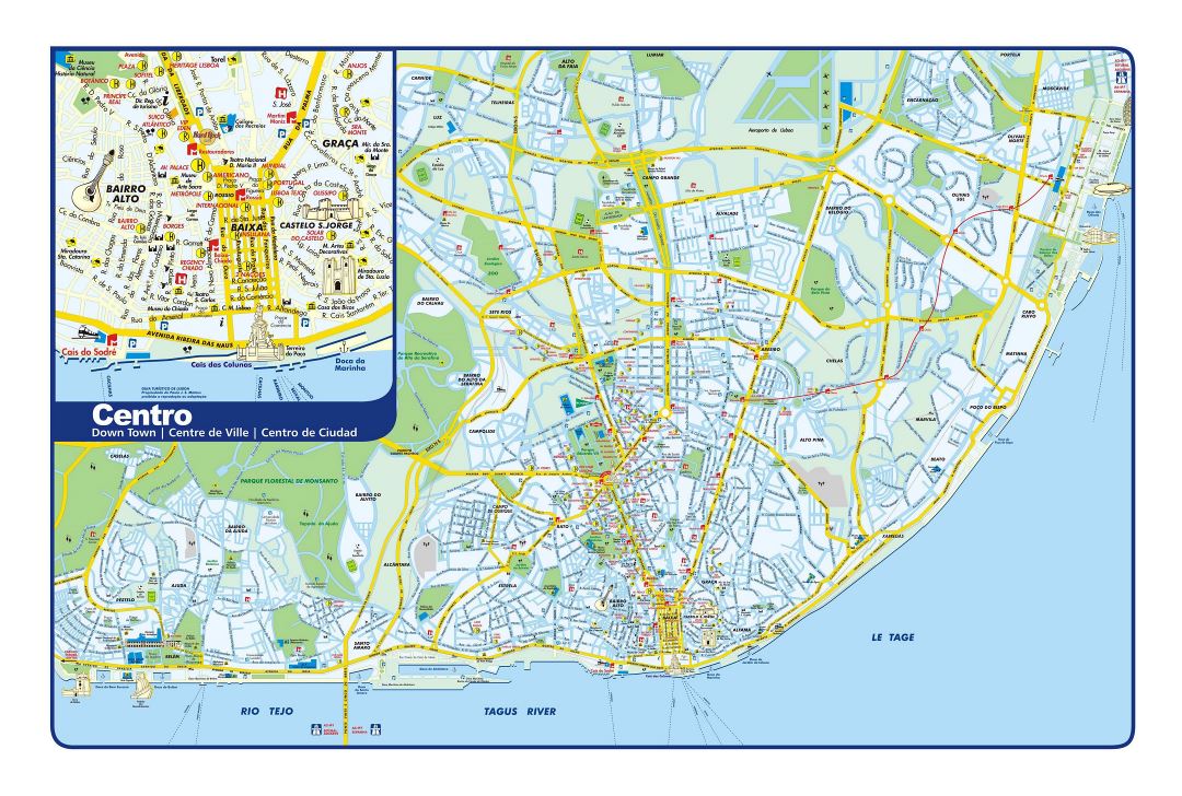 Large detailed Lisbon city map