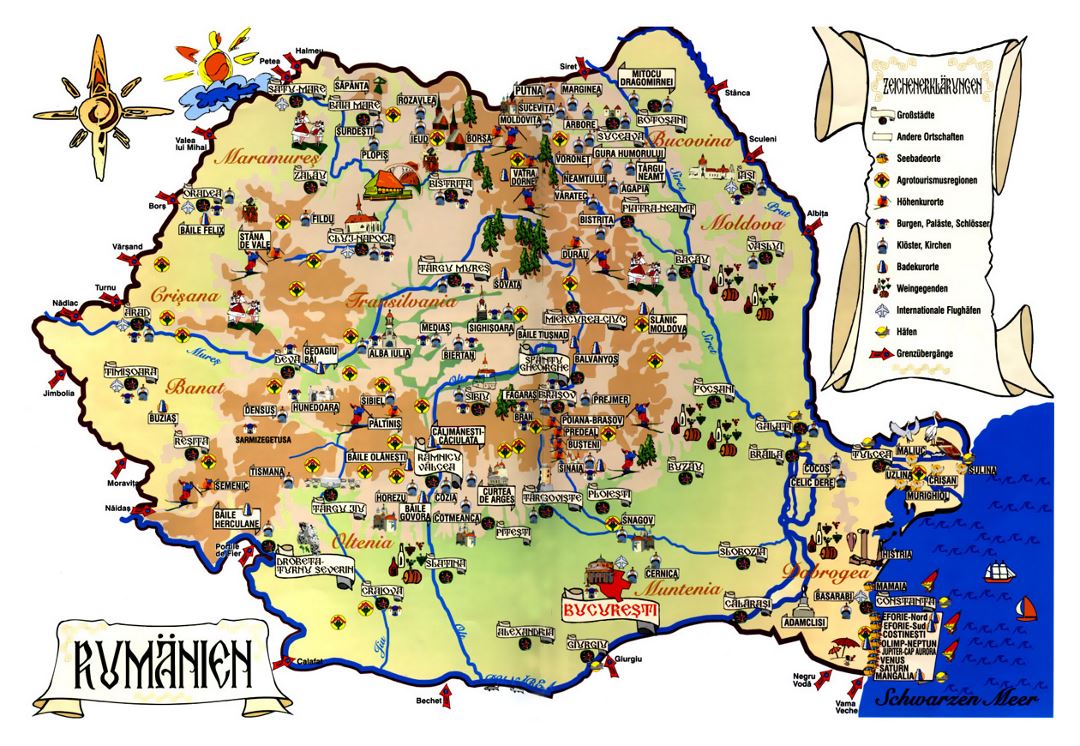 Tourist map of Romania