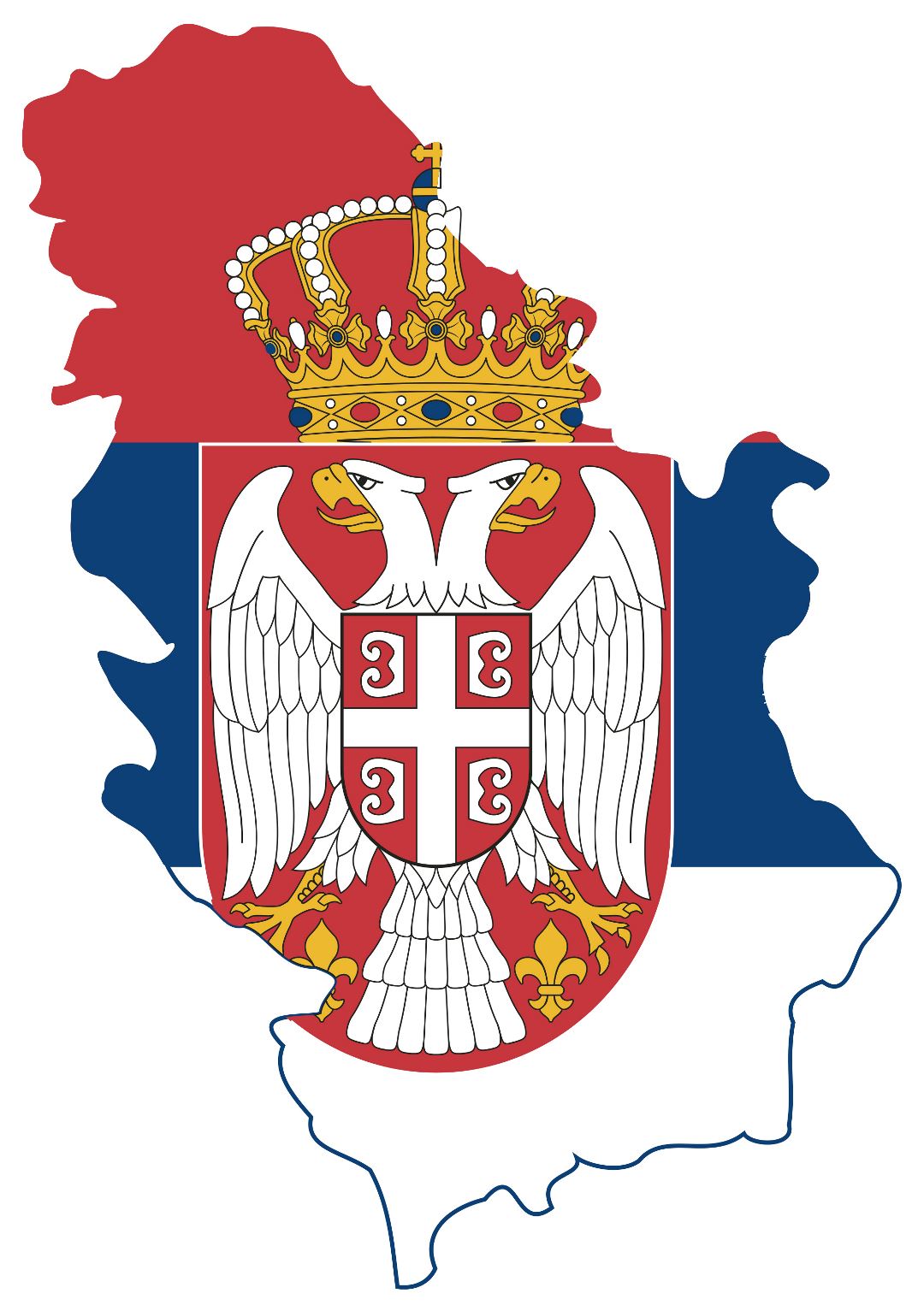 Large flag map of Serbia