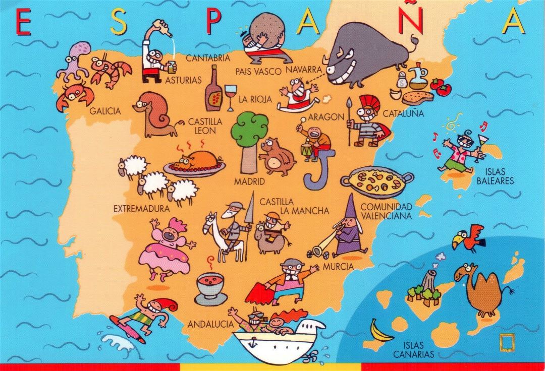 Large fun map of Spain