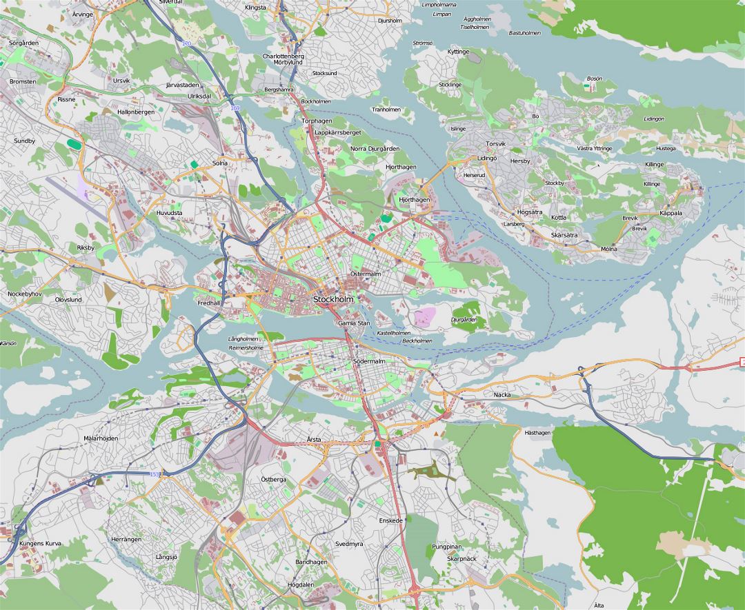 Large transit map of Stockholm city
