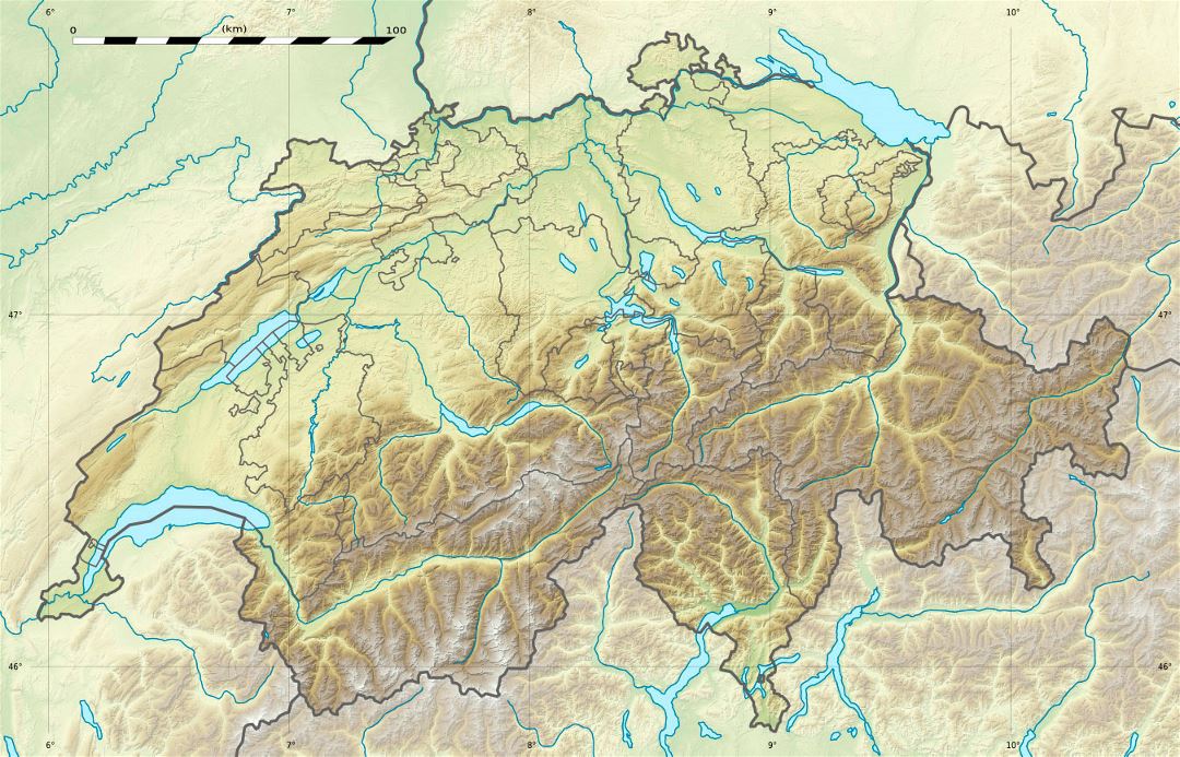 Large relief map of Switzerland