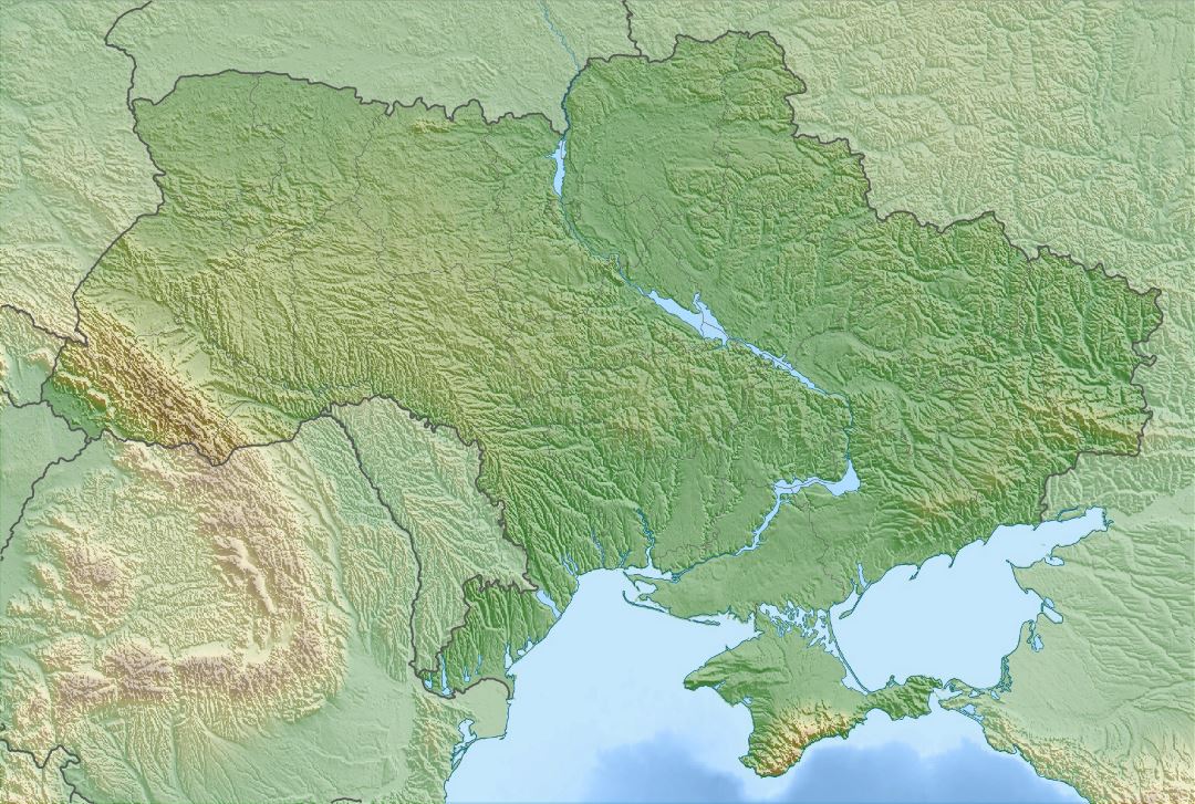 Large relief map of Ukraine