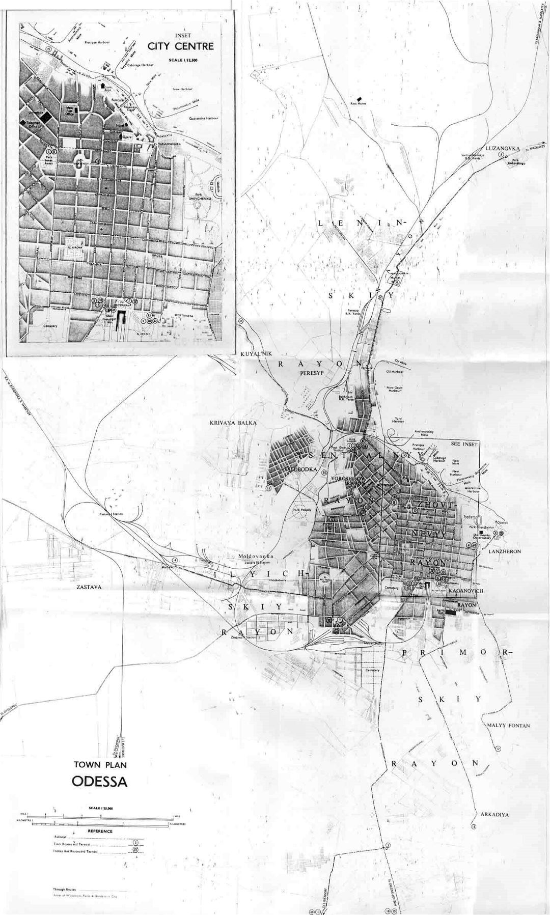 Detailed old map of Odessa city - 1961
