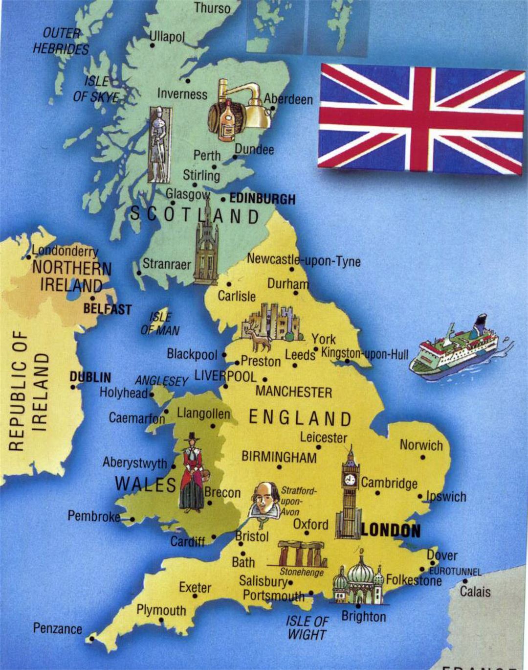 Detailed tourist map of United Kingdom