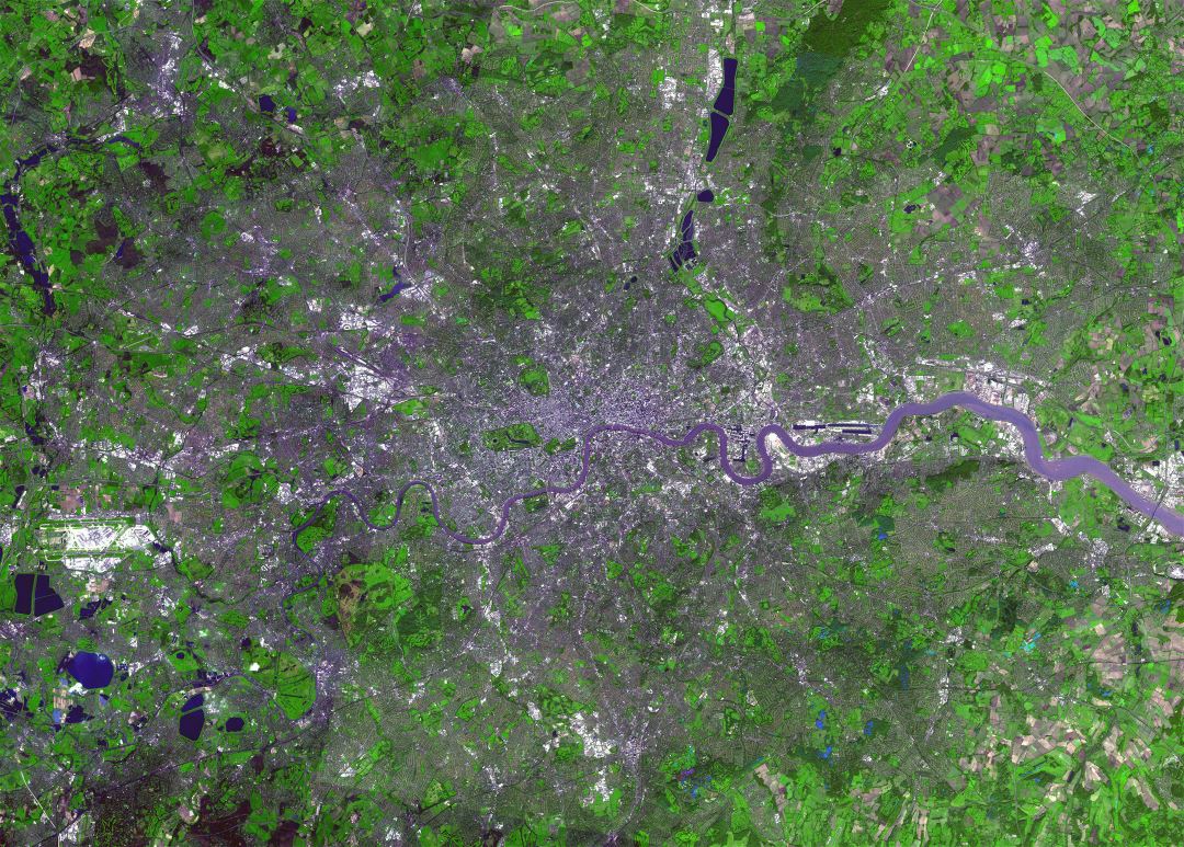 Large satellite map of London city