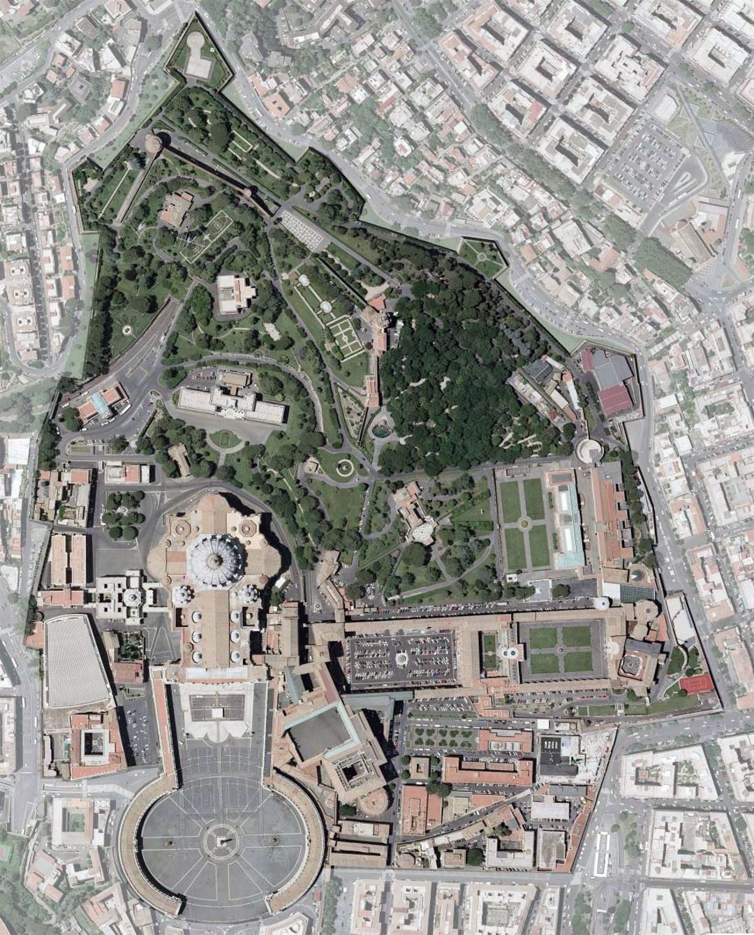 Detailed satellite image of Vatican city