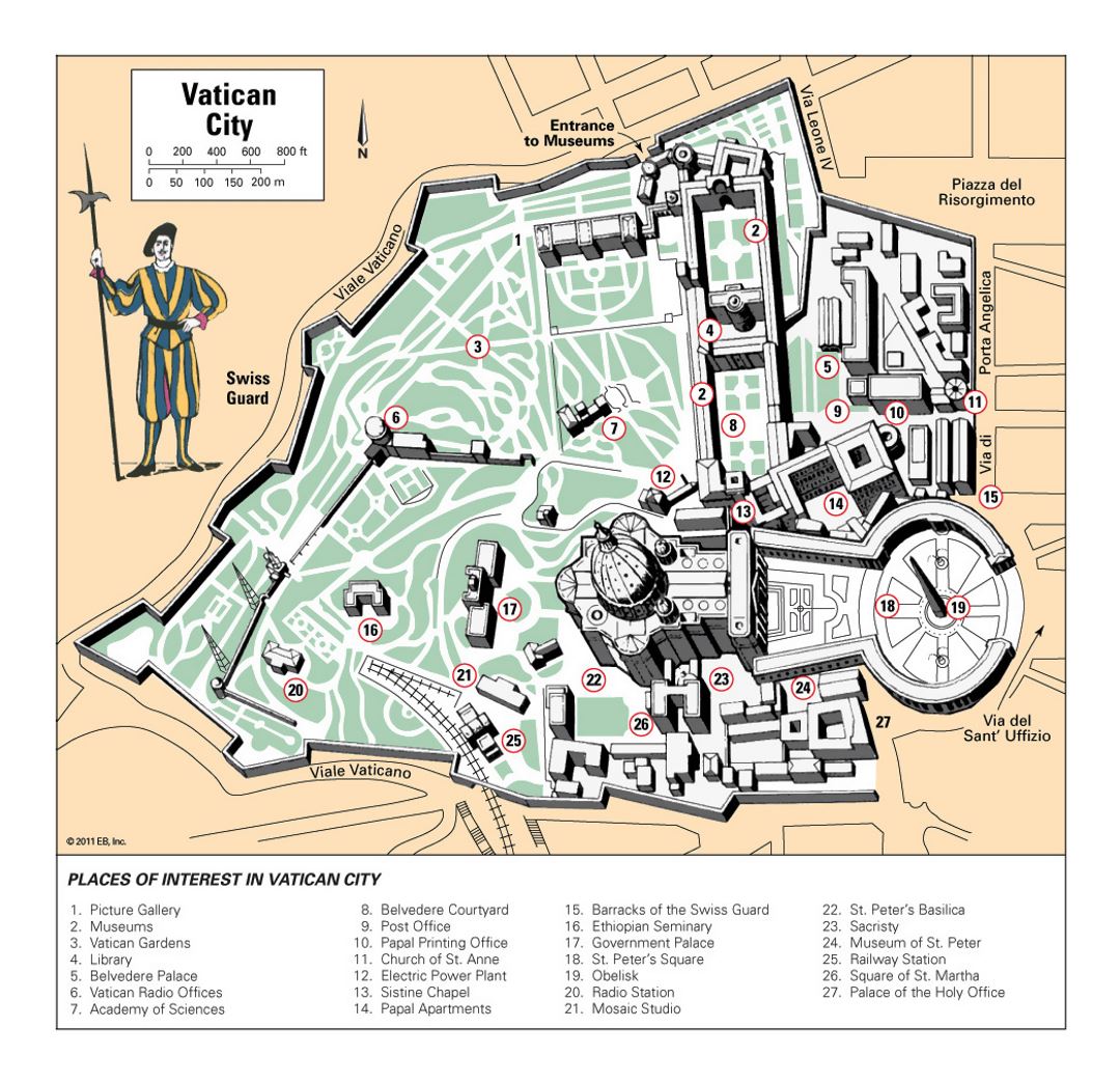 Detailed tourist map of Vatican city
