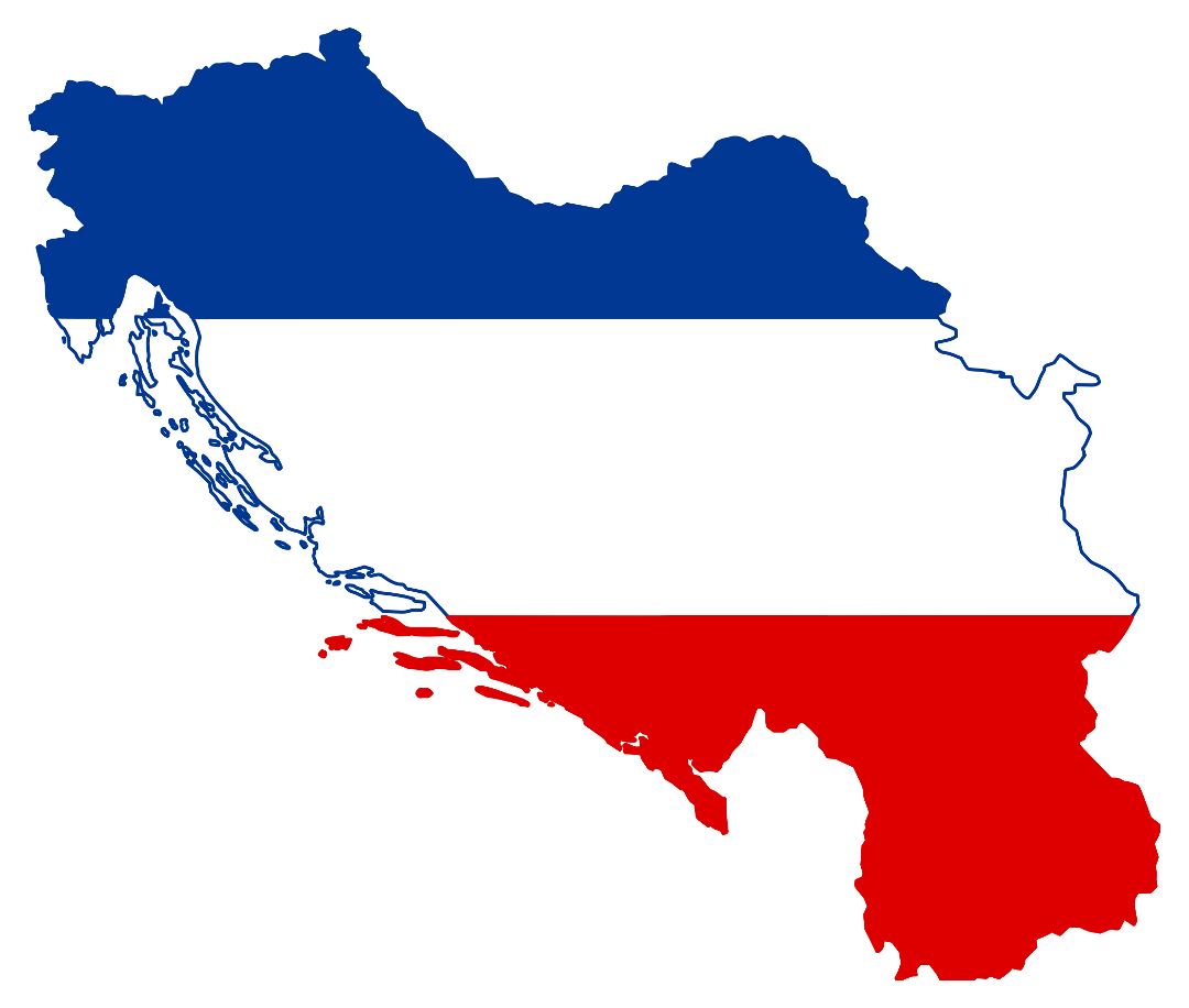 Large flag map of Yugoslavia