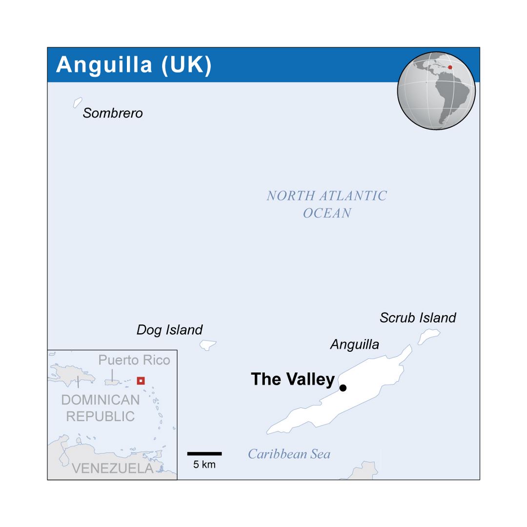 Detailed political map of Anguilla