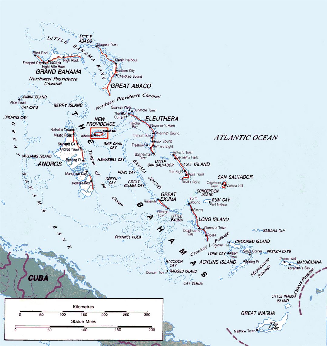 Detailed map of Bahamas