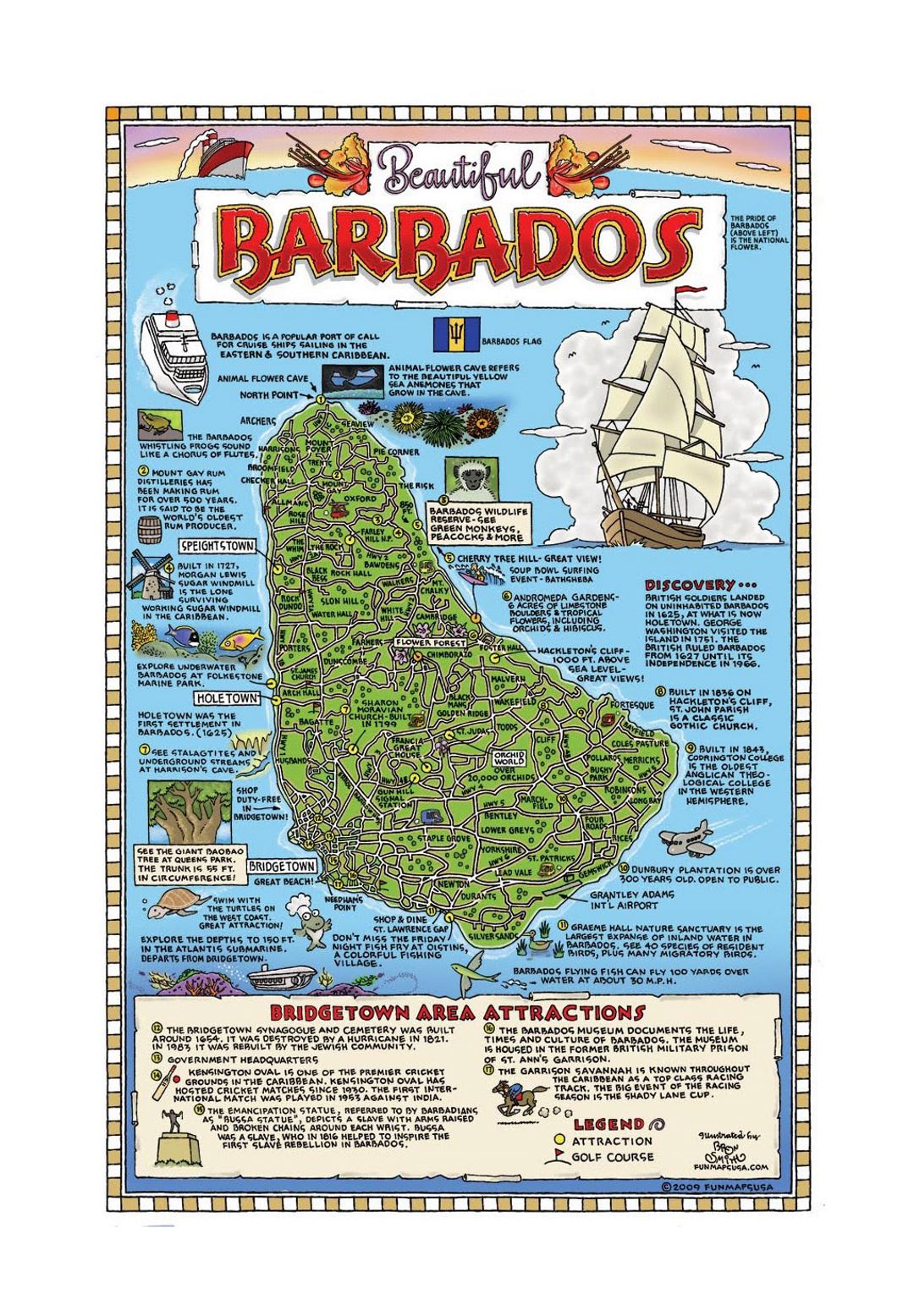 Detailed tourist map of Barbados