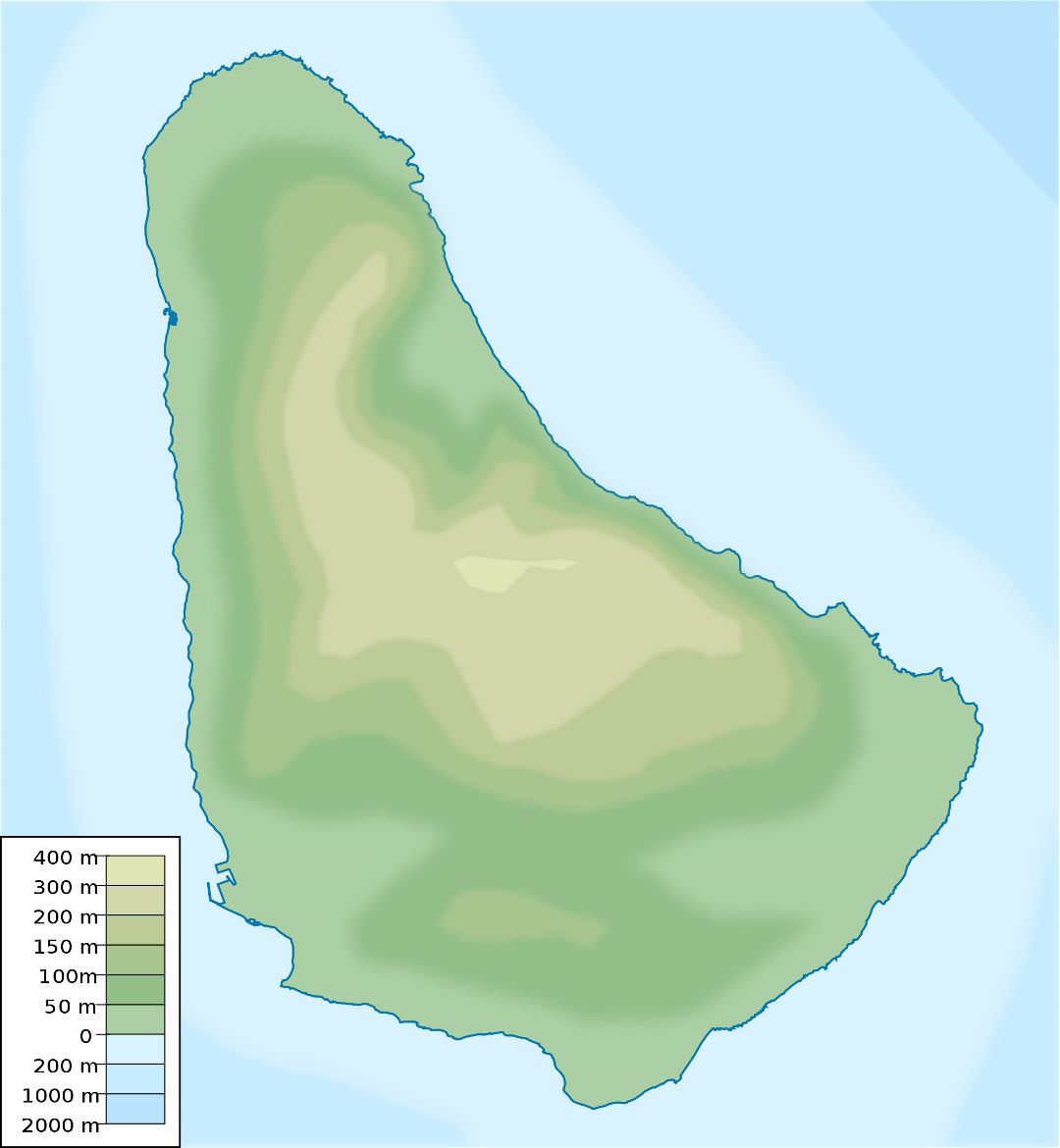 Large elevation map of Barbados