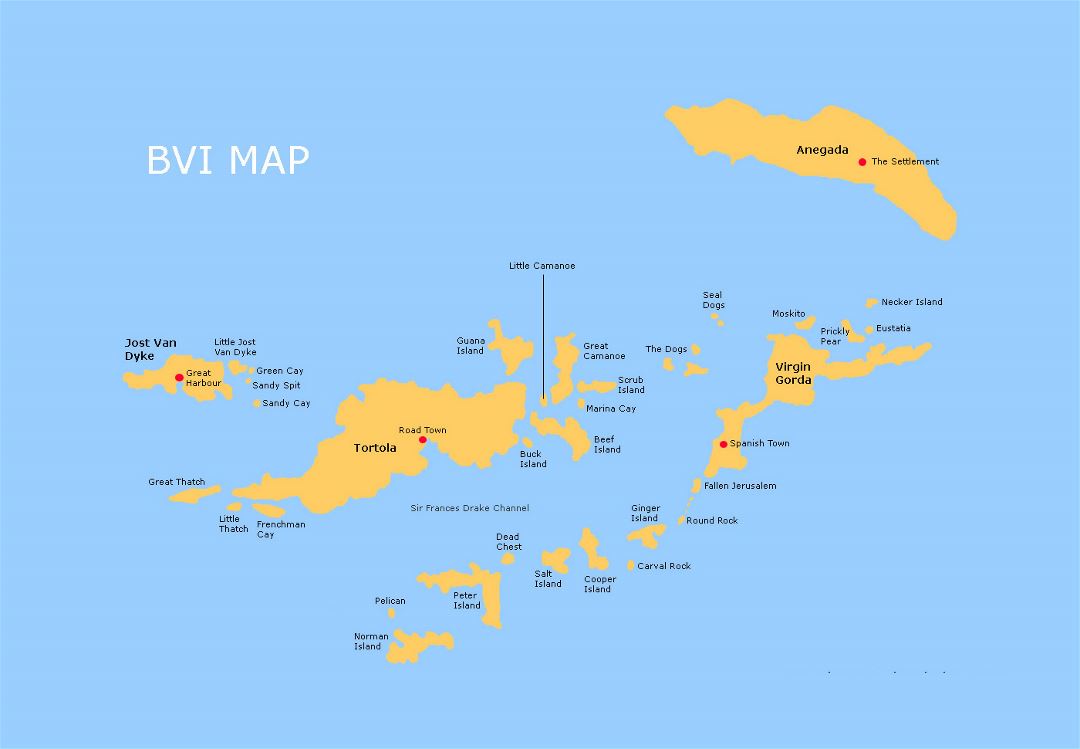 Detailed map of British Virgin Islands