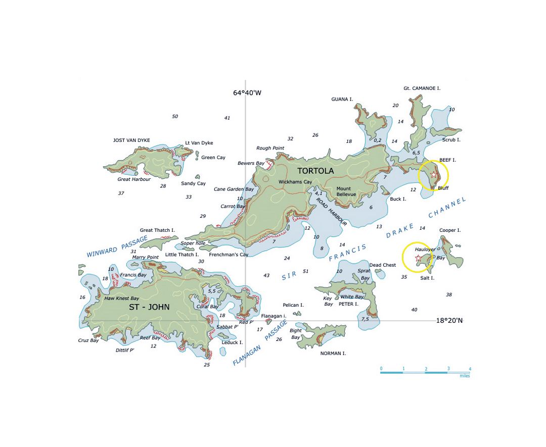 Topographical map of British Virgin Islands