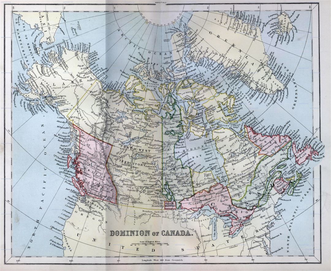 Large Detailed Old Political And Administrative Map Of Canada 1870