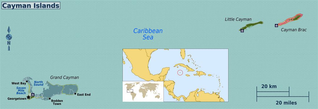Large political map of Cayman Islands