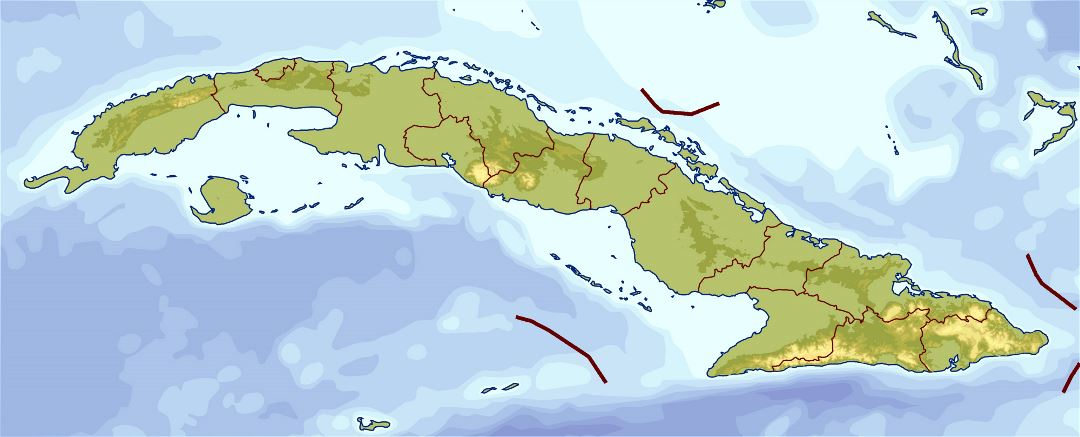 Large elevation map of Cuba