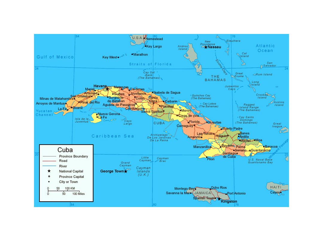 Political and administrative map of Cuba