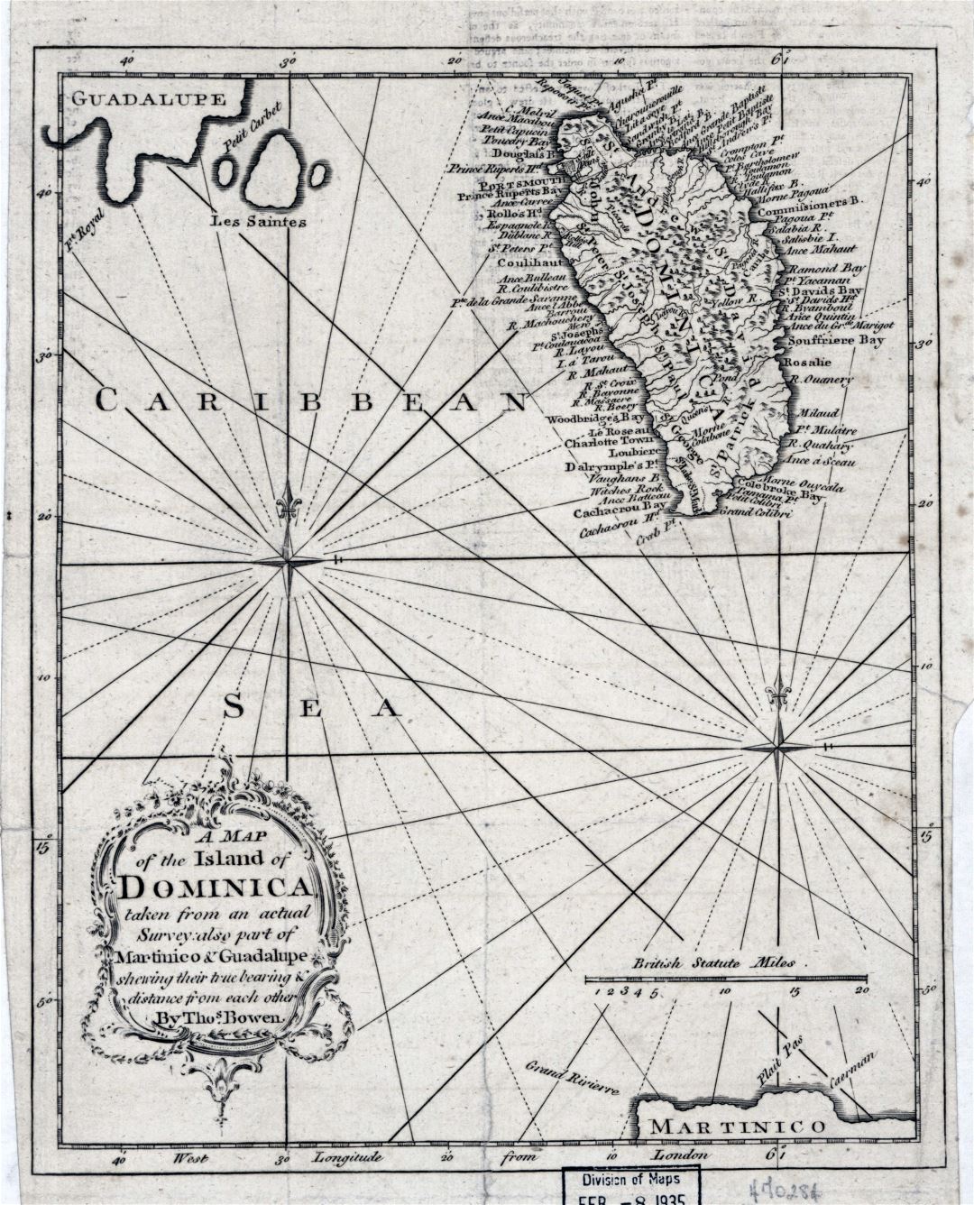Large detailed old map of the Island of Dominica - 1778
