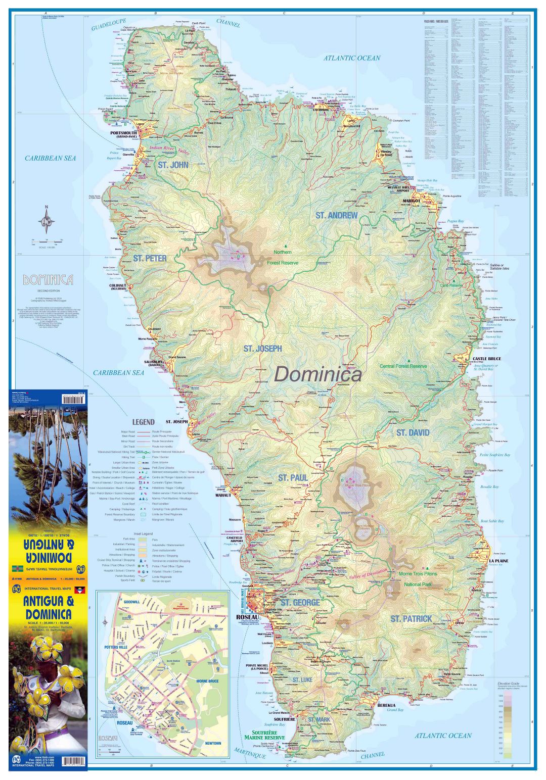 Large detailed travel map of Dominica
