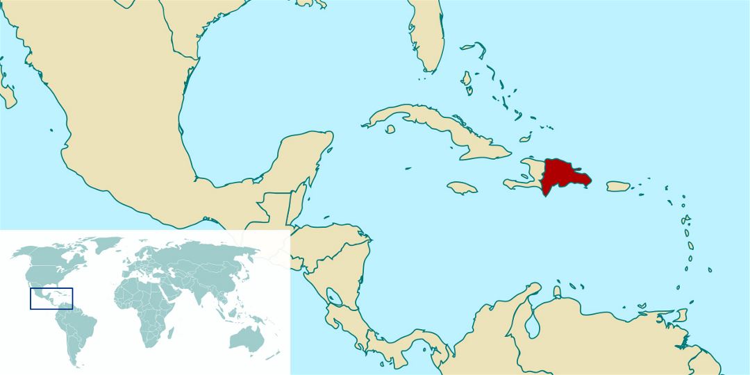 Detailed location map of Dominican Republic