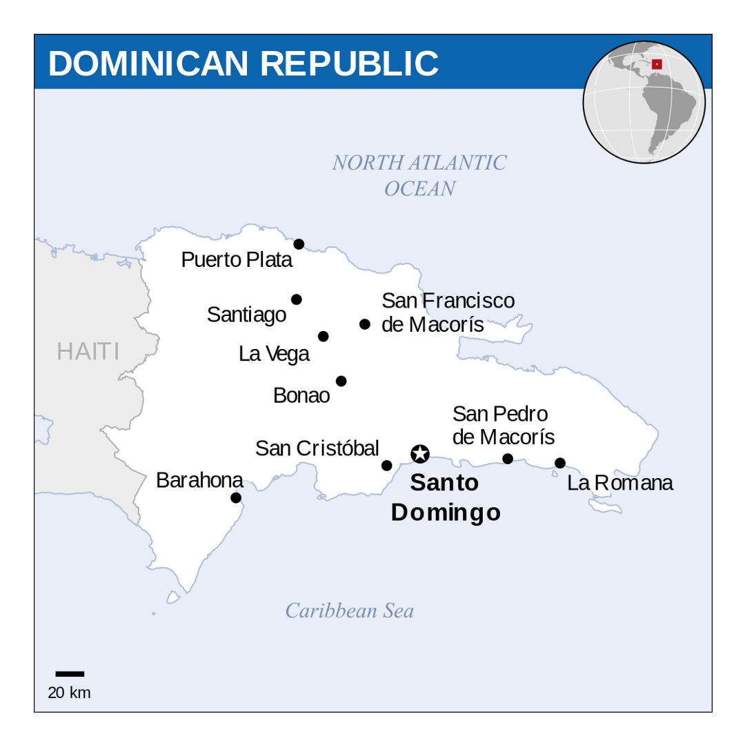 Detailed political map of Dominican Republic with major cities