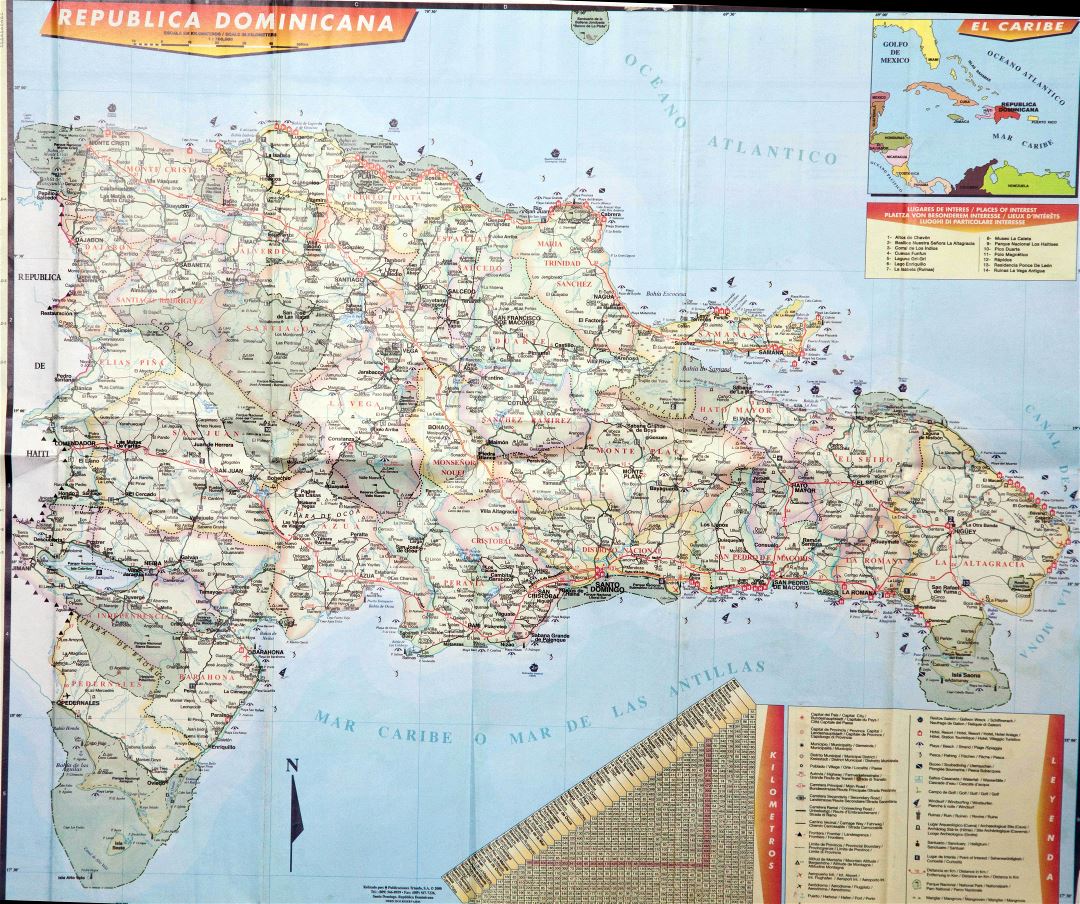 Large detailed map of Dominican Republic
