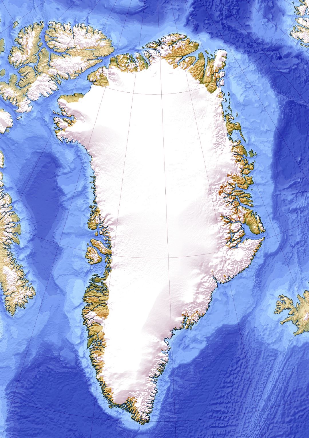 Large relief map of Greenland